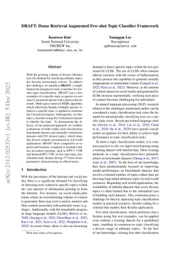 DRAFT: Dense Retrieval Augmented Few-shot Topic classifier Framework