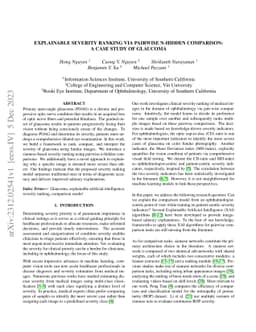 Explainable Severity ranking via pairwise n-hidden comparison: a case study of glaucoma