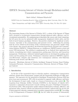 ESP2CS: Securing Internet of Vehicles through Blockchain-enabled
  Communications and Payments