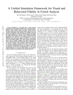 A Unified Simulation Framework for Visual and Behavioral Fidelity in
  Crowd Analysis