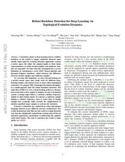 Robust Backdoor Detection for Deep Learning via Topological Evolution
  Dynamics