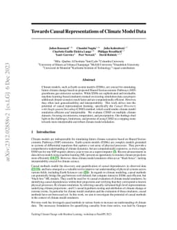 Towards Causal Representations of Climate Model Data
