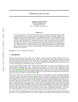 Personality of AI