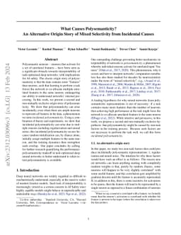 What Causes Polysemanticity? An Alternative Origin Story of Mixed
  Selectivity from Incidental Causes