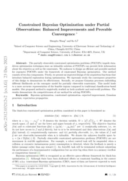 Constrained Bayesian Optimization Under Partial Observations: Balanced
  Improvements and Provable Convergence