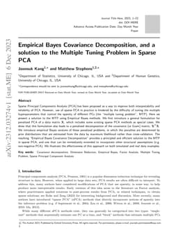 Empirical Bayes Covariance Decomposition, and a solution to the Multiple
  Tuning Problem in Sparse PCA