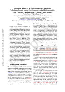Measuring Misogyny in Natural Language Generation: Preliminary Results
  from a Case Study on two Reddit Communities