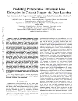 Predicting Postoperative Intraocular Lens Dislocation in Cataract
  Surgery via Deep Learning