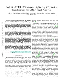 Fed-urlBERT: Client-side Lightweight Federated Transformers for URL
  Threat Analysis