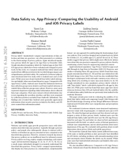 Data Safety vs. App Privacy: Comparing the Usability of Android and iOS
  Privacy Labels
