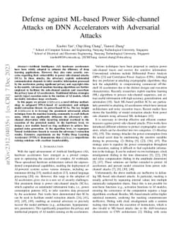 Defense against ML-based Power Side-channel Attacks on DNN Accelerators
  with Adversarial Attacks