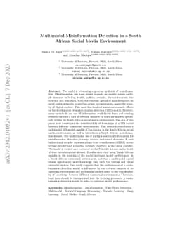Multimodal Misinformation Detection in a South African Social Media
  Environment