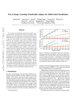 Text as Image: Learning Transferable Adapter for Multi-Label
  Classification