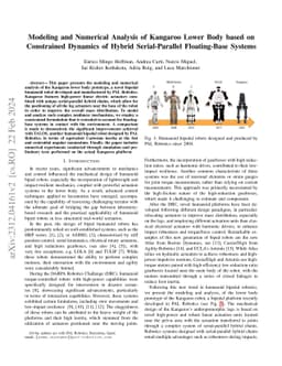 Modeling and Numerical Analysis of Kangaroo Lower Body based on
  Constrained Dynamics of Hybrid Serial-Parallel Floating-Base Systems