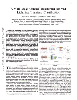 Multi-scale Residual Transformer for VLF Lightning Transients
  Classification