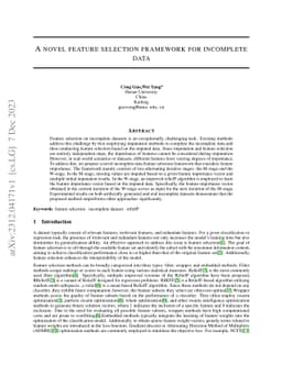 A novel feature selection framework for incomplete data