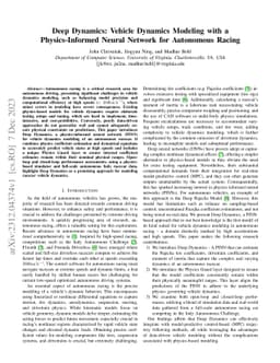 Deep Dynamics: Vehicle Dynamics Modeling with a Physics-Informed Neural
  Network for Autonomous Racing