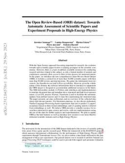 The Open Review-Based (ORB) dataset: Towards Automatic Assessment of
  Scientific Papers and Experiment Proposals in High-Energy Physics