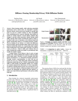 Diffence: Fencing Membership Privacy With Diffusion Models