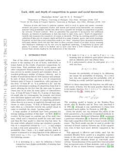 Luck, skill, and depth of competition in games and social hierarchies