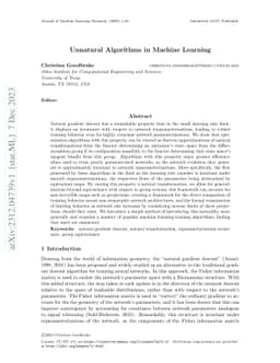 Unnatural Algorithms in Machine Learning