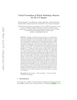 Visual Grounding of Whole Radiology Reports for 3D CT Images