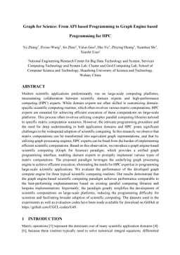 Graph for Science: From API based Programming to Graph Engine based
  Programming for HPC
