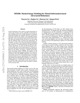 MIMIR: Masked Image Modeling for Mutual Information-based Adversarial Robustness