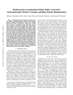 Reinforcement Learning-Based Bionic Reflex Control for Anthropomorphic
  Robotic Grasping exploiting Domain Randomization