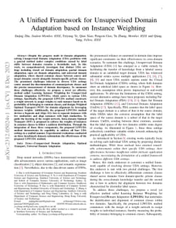 A Unified Framework for Unsupervised Domain Adaptation based on Instance
  Weighting