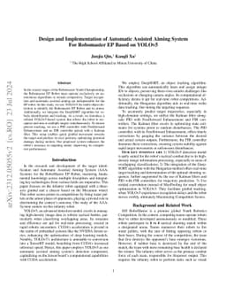 Design and Implementation of Automatic Assisted Aiming System For
  Robomaster EP Based on YOLOv5