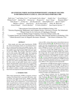 Quantifying white matter hyperintensity and brain volumes in
  heterogeneous clinical and low-field portable MRI