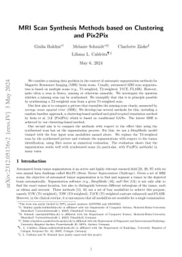 MRI Scan Synthesis Methods based on Clustering and Pix2Pix