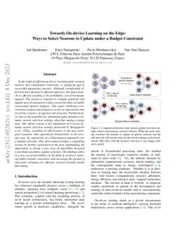 Towards On-device Learning on the Edge: Ways to Select Neurons to Update
  under a Budget Constraint