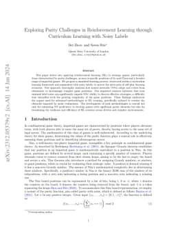 Exploring Parity Challenges in Reinforcement Learning through Curriculum
  Learning with Noisy Labels
