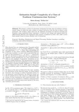 Estimation Sample Complexity of a Class of Nonlinear Continuous-time
  Systems