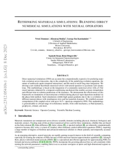 Rethinking materials simulations: Blending direct numerical simulations
  with neural operators