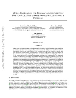 Model Evaluation for Domain Identification of Unknown Classes in
  Open-World Recognition: A Proposal