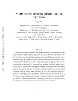 Multi-source domain adaptation for regression