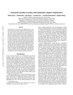 Federated Causality Learning with Explainable Adaptive Optimization