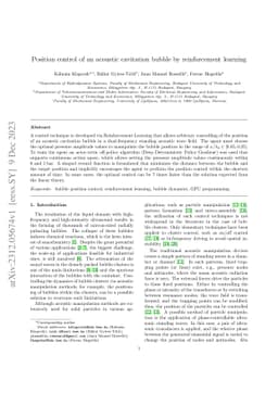 Position control of an acoustic cavitation bubble by reinforcement
  learning