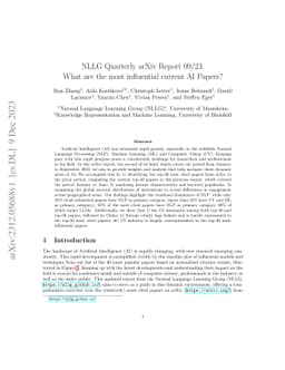 NLLG Quarterly arXiv Report 09/23: What are the most influential current
  AI Papers?