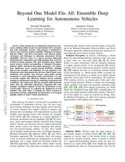 Beyond One Model Fits All: Ensemble Deep Learning for Autonomous
  Vehicles