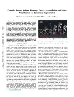 Explosive Legged Robotic Hopping: Energy Accumulation and Power
  Amplification via Pneumatic Augmentation