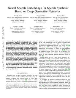 Neural Speech Embeddings for Speech Synthesis Based on Deep Generative
  Networks