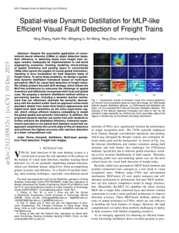 Spatial-wise Dynamic Distillation for MLP-like Efficient Visual Fault
  Detection of Freight Trains