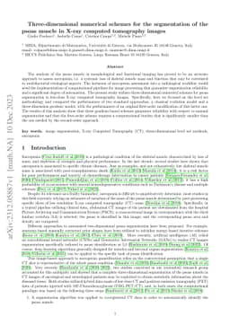Three-dimensional numerical schemes for the segmentation of the psoas
  muscle in X-ray computed tomography images