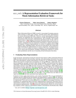 mir_ref: A Representation Evaluation Framework for Music Information
  Retrieval Tasks