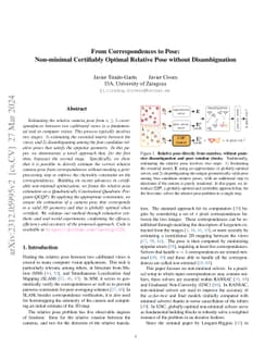 From Correspondences to Pose: Non-minimal Certifiably Optimal Relative
  Pose without Disambiguation