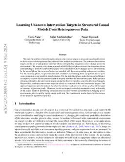 Learning Unknown Intervention Targets in Structural Causal Models from
  Heterogeneous Data